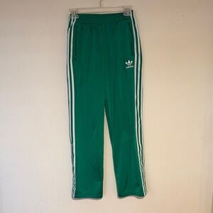 adidas Emerald Green Track Pants w/ White Stripes YouthL - fits like Women Small